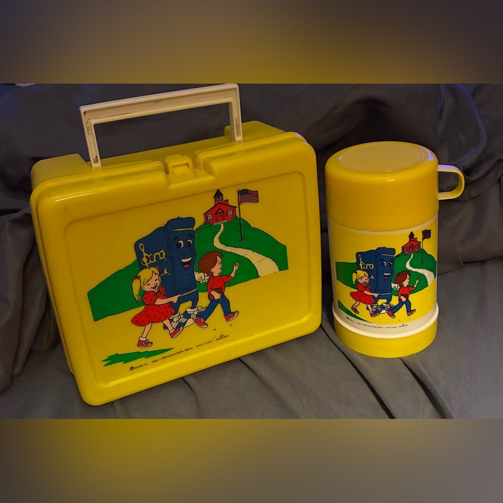 Vintage Psalty Yellow Lunch Kit With Thermas